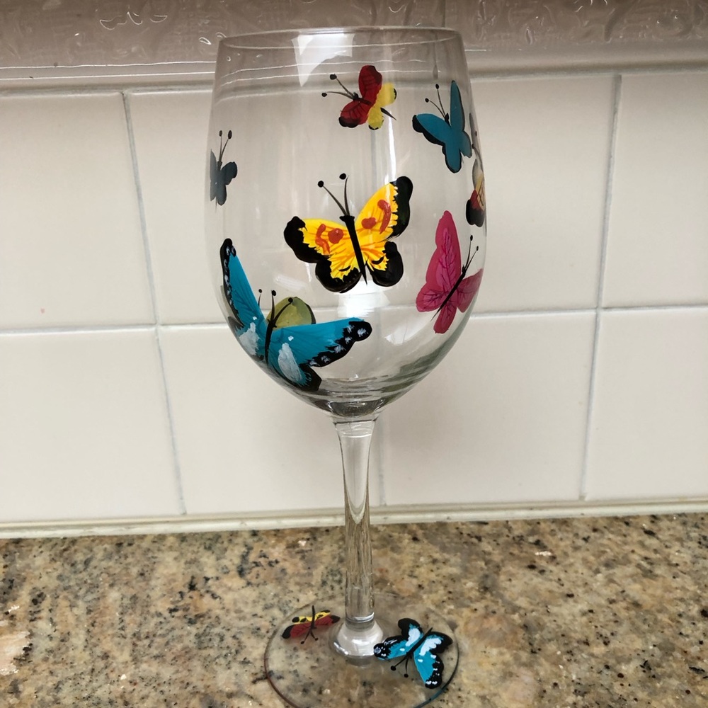 Pier 1 Butterfly Wine Glass